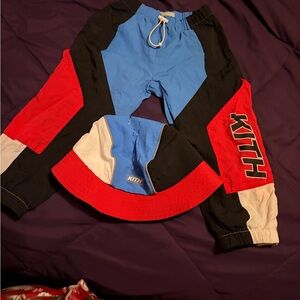 Kith Kids Colorblock Joggers in Blue, Red & Black